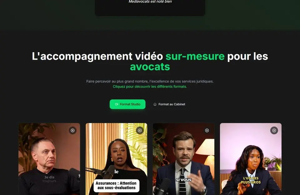 Mediavocats, screenshot of the site