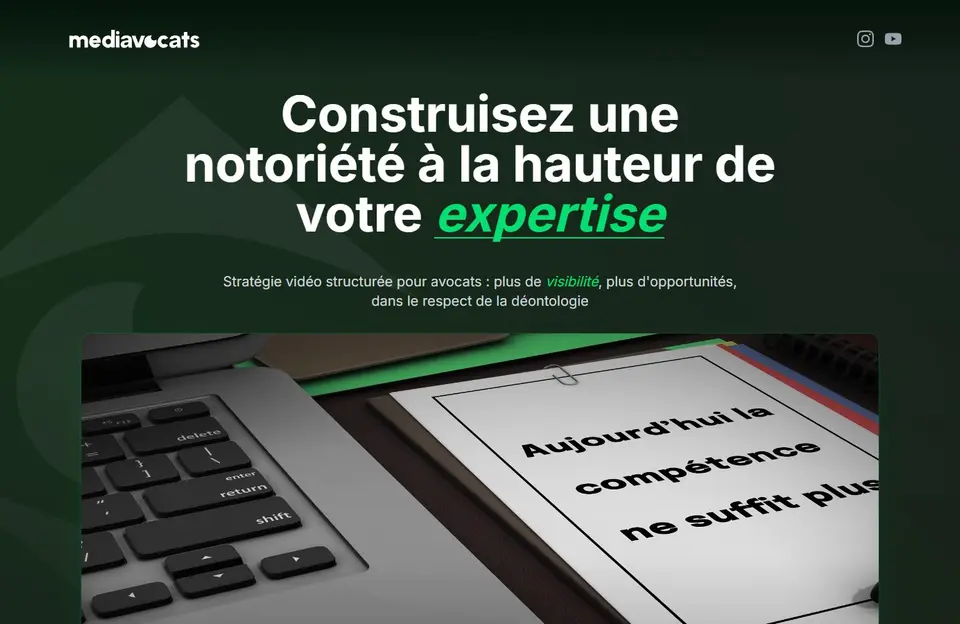 Mediavocats, screenshot of the site