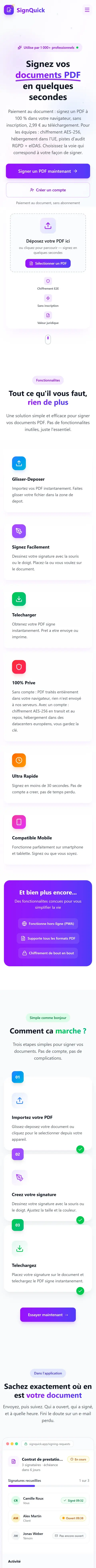 SignQuick sur un téléphone